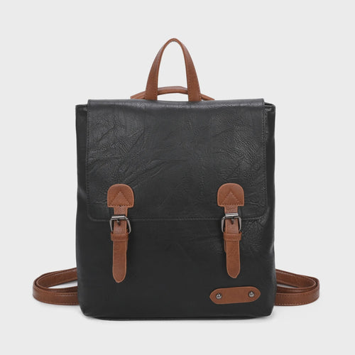 Sally Faux Leather Backpack Bag - Black
