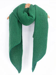 Evie Asymmetric Textured Blanket Scarf - Emerald Green