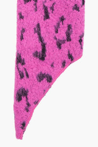 Athena Leopard Print Asymmetric Blanket Scarf - Fuchsia & Black