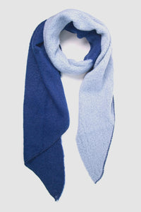 Cleo Two Tone Colour Block Blanket Scarf - Navy & Light Blue