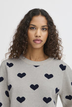 Load image into Gallery viewer, ICHI Brielle Heart Jumper - Oatmeal &amp; Total Eclipse