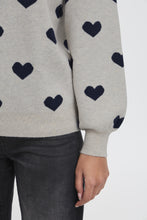 Load image into Gallery viewer, ICHI Brielle Heart Jumper - Oatmeal &amp; Total Eclipse