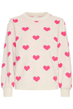 Load image into Gallery viewer, ICHI Brielle Heart Jumper - Oatmeal &amp; Pink Yarrow