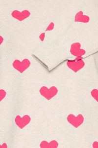 ICHI Brielle Heart Jumper - Oatmeal & Pink Yarrow