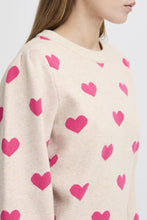 Load image into Gallery viewer, ICHI Brielle Heart Jumper - Oatmeal &amp; Pink Yarrow