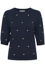 Load image into Gallery viewer, ICHI Diane Heart Jumper - Total Eclipse &amp; Almond Milk