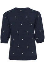 Load image into Gallery viewer, ICHI Diane Heart Jumper - Total Eclipse &amp; Almond Milk