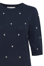 Load image into Gallery viewer, ICHI Diane Heart Jumper - Total Eclipse &amp; Almond Milk