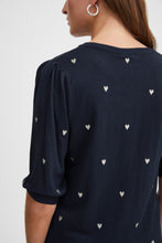 Load image into Gallery viewer, ICHI Diane Heart Jumper - Total Eclipse &amp; Almond Milk