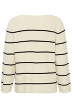 Load image into Gallery viewer, ICHI Boston Stripe Jumper - Almond Milk &amp; Black