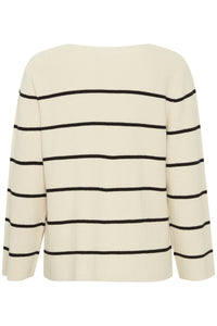 ICHI Boston Stripe Jumper - Almond Milk & Black