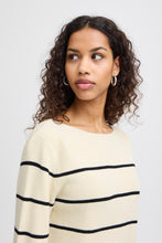 Load image into Gallery viewer, ICHI Boston Stripe Jumper - Almond Milk &amp; Black