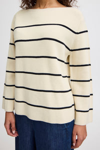 ICHI Boston Stripe Jumper - Almond Milk & Black