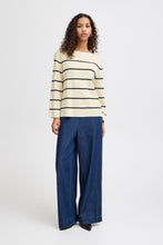 Load image into Gallery viewer, ICHI Boston Stripe Jumper - Almond Milk &amp; Black