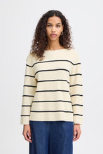 Load image into Gallery viewer, ICHI Boston Stripe Jumper - Almond Milk &amp; Black