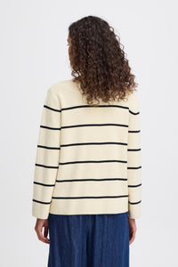 ICHI Boston Stripe Jumper - Almond Milk & Black