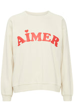 Load image into Gallery viewer, ICHI Lela &#39;Aimer&#39; Slogan Cotton Sweatshirt - Almond Milk