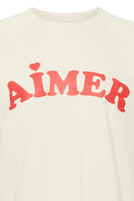 Load image into Gallery viewer, ICHI Lela &#39;Aimer&#39; Slogan Cotton Sweatshirt - Almond Milk