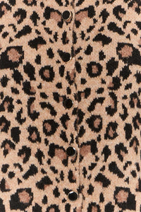 ICHI Livoni Leopard Print & Stripe Cardigan