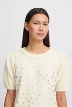 Load image into Gallery viewer, ICHI Corinne Metallic Silver Heart Jumper - Birch