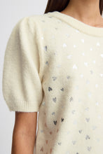 Load image into Gallery viewer, ICHI Corinne Metallic Silver Heart Jumper - Birch