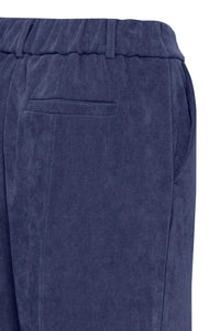 ICHI Kate Wide Leg Cord Trousers - Medieval Blue