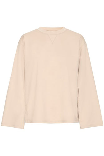 ICHI Kala Long Sleeve Sweatshirt Top - Doeskin