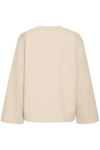 ICHI Kala Long Sleeve Sweatshirt Top - Doeskin