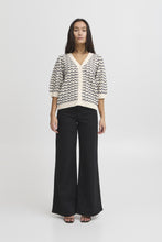 Load image into Gallery viewer, ICHI Hardina Knitted Cardigan - Total Eclipse &amp; Ecru