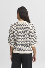 Load image into Gallery viewer, ICHI Hardina Knitted Cardigan - Total Eclipse &amp; Ecru