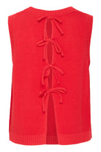 Load image into Gallery viewer, ICHI Dotties Knitted Cotton Tank Top - Mars Red