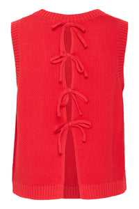 ICHI Dotties Knitted Cotton Tank Top - Mars Red