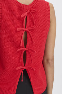 ICHI Dotties Knitted Cotton Tank Top - Mars Red