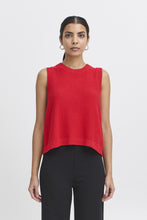 Load image into Gallery viewer, ICHI Dotties Knitted Cotton Tank Top - Mars Red