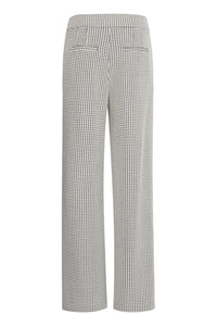 ICHI Kate Pillou Wide Leg Houndstooth Star Trousers - Total Eclipse