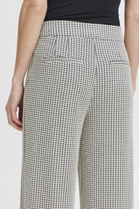 ICHI Kate Pillou Wide Leg Houndstooth Star Trousers - Total Eclipse