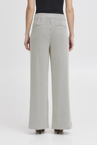 ICHI Kate Pillou Wide Leg Houndstooth Star Trousers - Total Eclipse