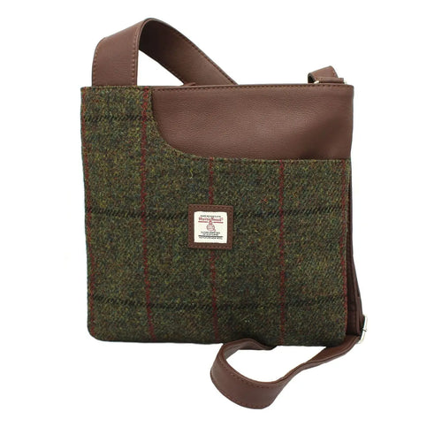 Mina Harris Tweed Crossbody Bag - Green Check