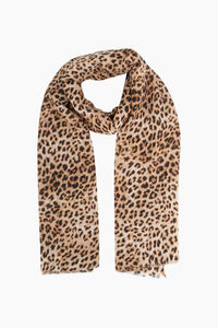 Small Leopard Print Scarf - Tan