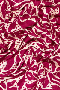 Floral Print Scarf - Fuchsia & Cream