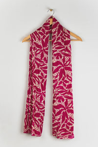 Floral Print Scarf - Fuchsia & Cream