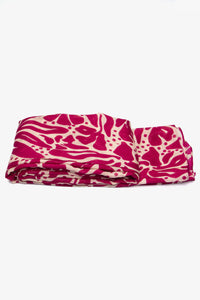 Floral Print Scarf - Fuchsia & Cream