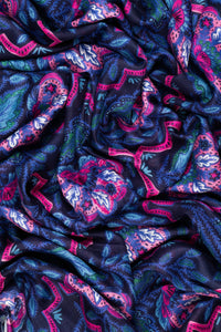 Mosaic Floral Scarf - Blue & Pink