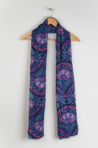 Mosaic Floral Scarf - Blue & Pink