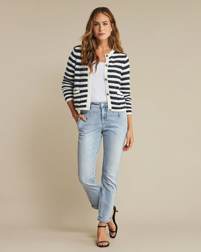 Red Button Danelle Cotton Jacket - Navy & Ecru Stripe