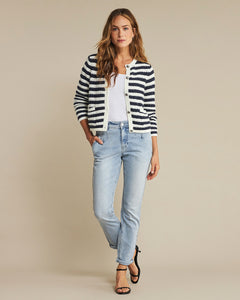 Red Button Danelle Cotton Jacket - Navy & Ecru Stripe