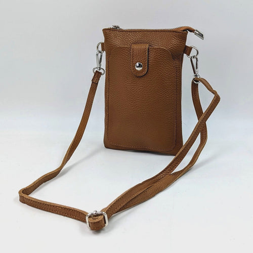 Hattie Crossbody Leather Pouch Bag - Tan