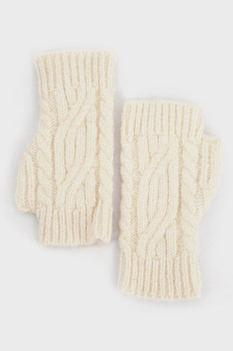 Sydney Cable Knit Wrist Warmers - Cream