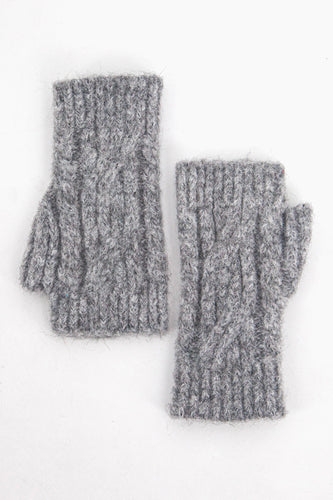 Sydney Cable Knit Wrist Warmers - Dark Grey