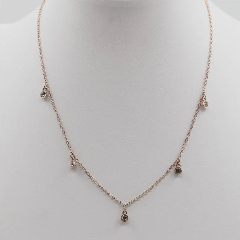 Gold Chain & Crystal Charm Short Necklace